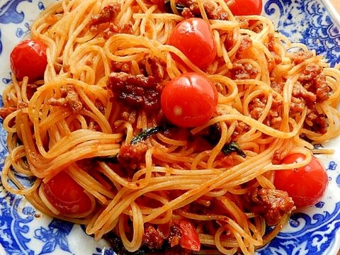 まな板なし!ケチャップで❤合い挽き肉のパスタ♪